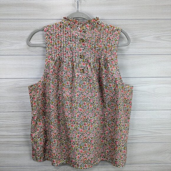 J Crew Pintuck 100% Cotton Poplin Scattered Blooms Top - Picture 3 of 7